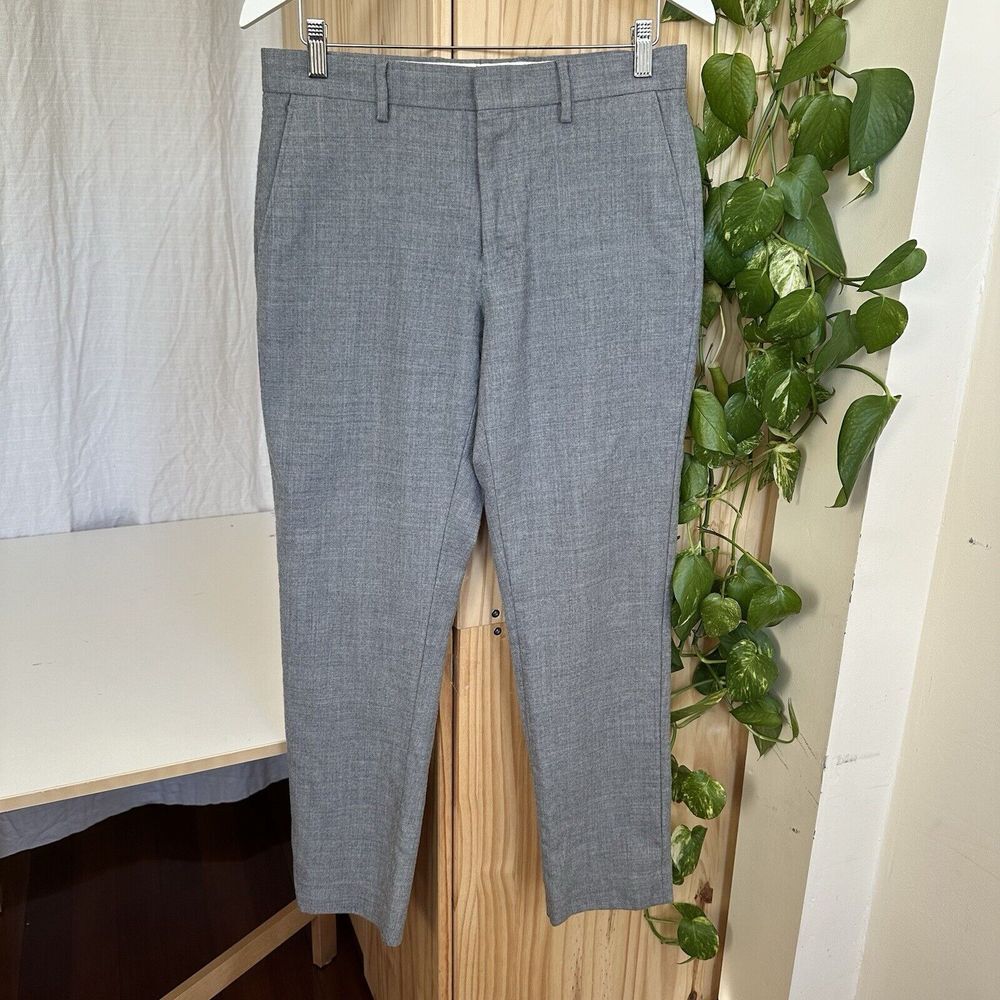 J Crew Bowery 100% Wool Men's Slim Fit Pants 30x30 (30X28) Flannel Light Gray